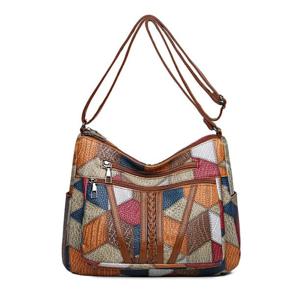 sac bandoulière patchwork en simili cuir vintage