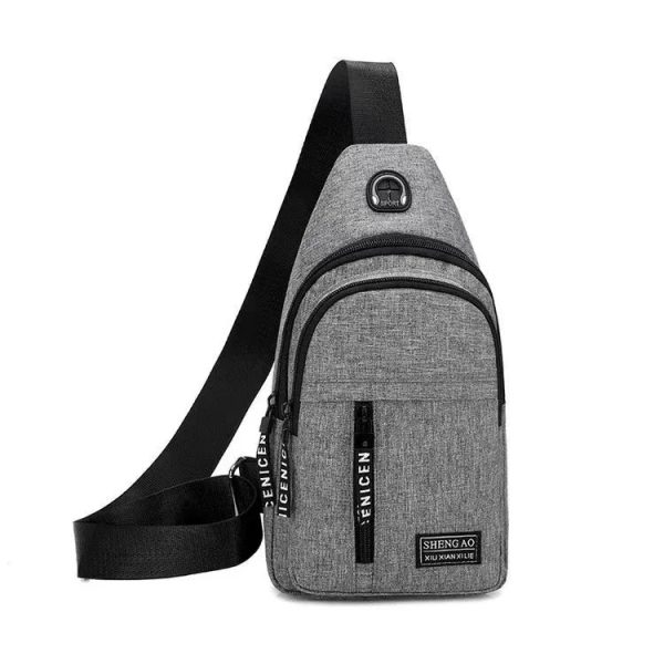 sac de poitrine à bandoulière gris