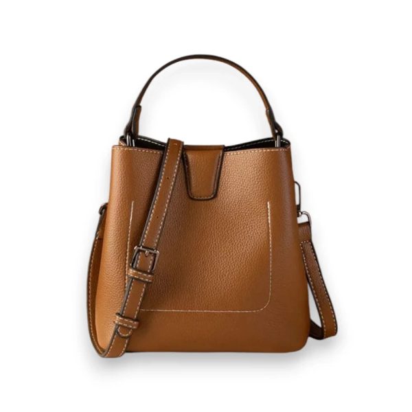 sac seau simili cuir marron