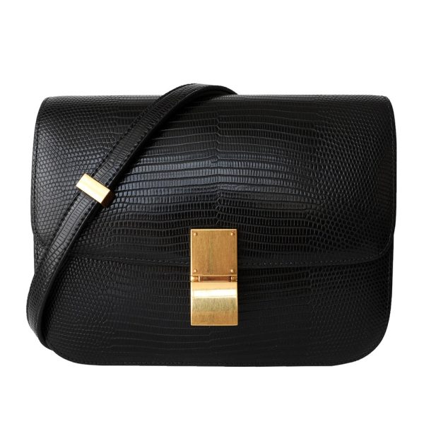 Sac Bandoulière Noir Croco